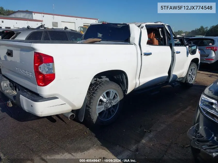 2018 Toyota Tundra Crewmax 1794/Platinum VIN: 5TFAW5F12JX774548 Lot: 40549647