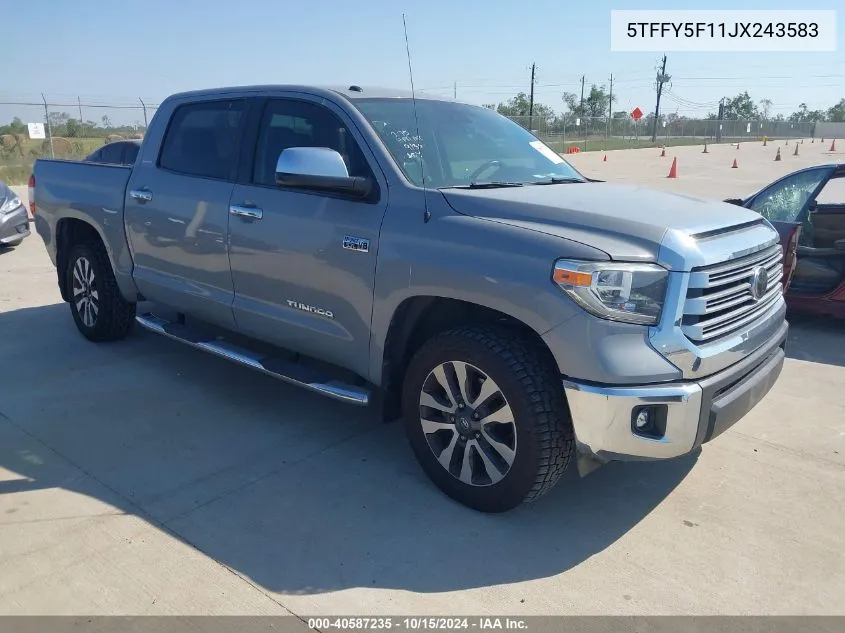 5TFFY5F11JX243583 2018 Toyota Tundra Limited 5.7L V8