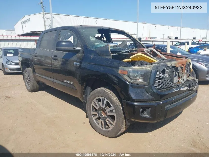 2018 Toyota Tundra Sr5 5.7L V8 VIN: 5TFEY5F12JX240932 Lot: 40596678