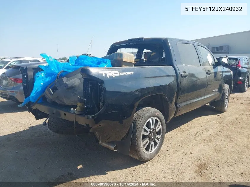 2018 Toyota Tundra Sr5 5.7L V8 VIN: 5TFEY5F12JX240932 Lot: 40596678