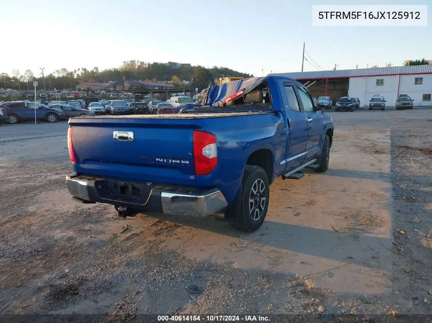 2018 Toyota Tundra Sr5 4.6L V8 VIN: 5TFRM5F16JX125912 Lot: 40614154