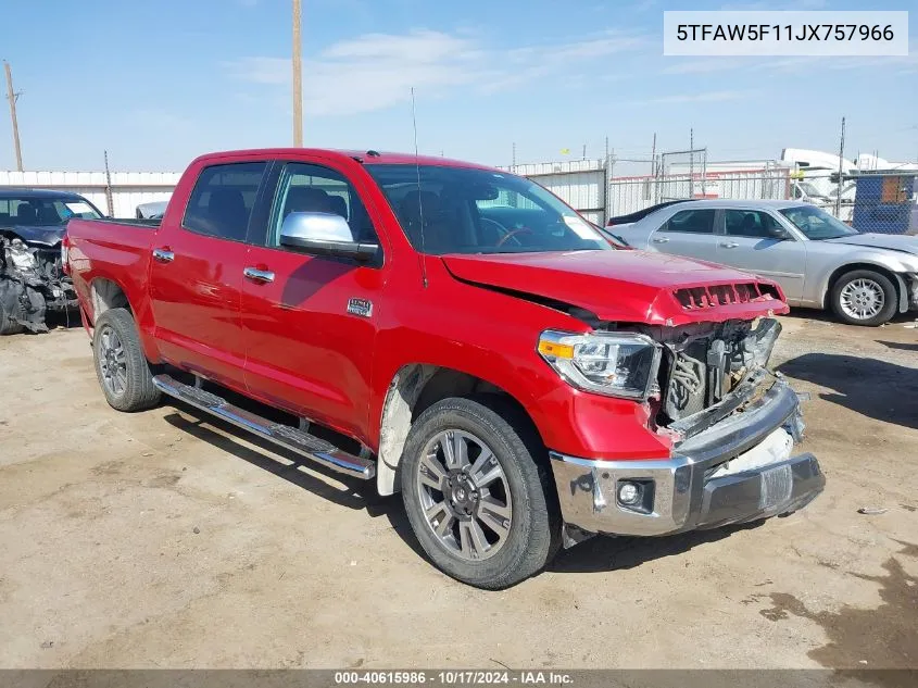 2018 Toyota Tundra 1794 5.7L V8 VIN: 5TFAW5F11JX757966 Lot: 40615986