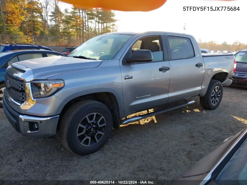 2018 Toyota Tundra Sr5 5.7L V8 VIN: 5TFDY5F15JX775684 Lot: 40620314