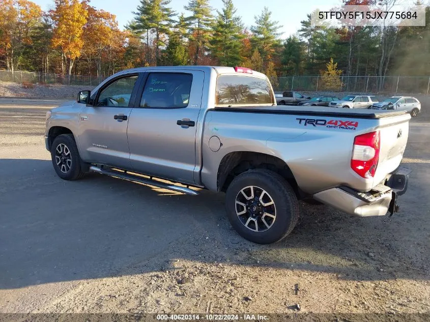 2018 Toyota Tundra Sr5 5.7L V8 VIN: 5TFDY5F15JX775684 Lot: 40620314