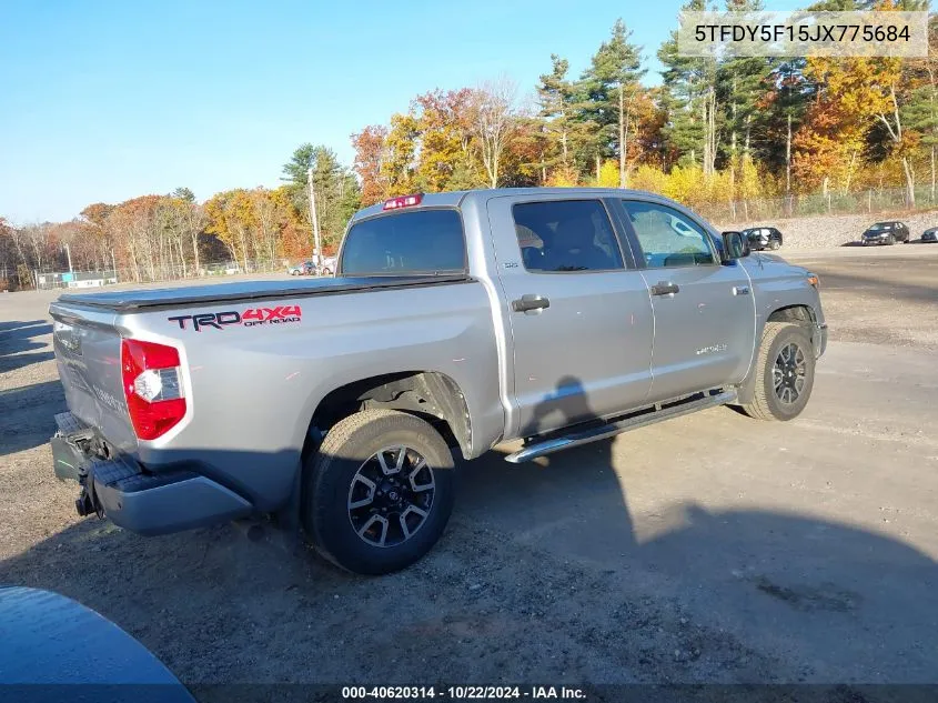 2018 Toyota Tundra Sr5 5.7L V8 VIN: 5TFDY5F15JX775684 Lot: 40620314