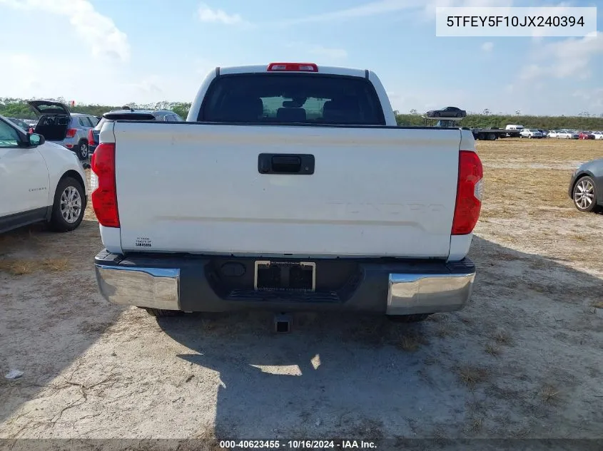 2018 Toyota Tundra Sr5 5.7L V8 VIN: 5TFEY5F10JX240394 Lot: 40623455