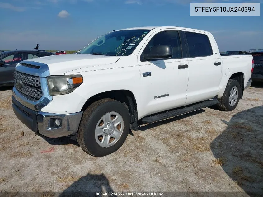 2018 Toyota Tundra Sr5 5.7L V8 VIN: 5TFEY5F10JX240394 Lot: 40623455