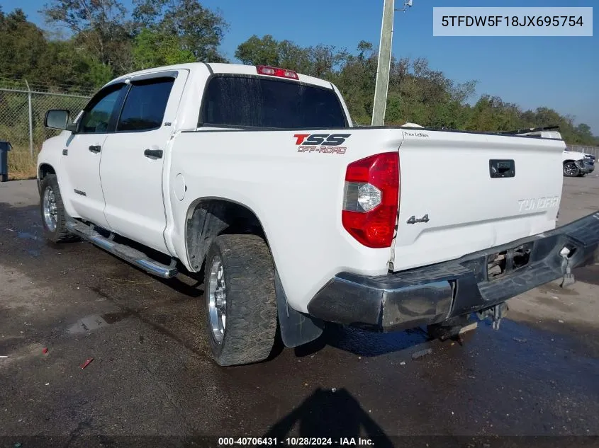 2018 Toyota Tundra Sr5 5.7L V8 VIN: 5TFDW5F18JX695754 Lot: 40706431