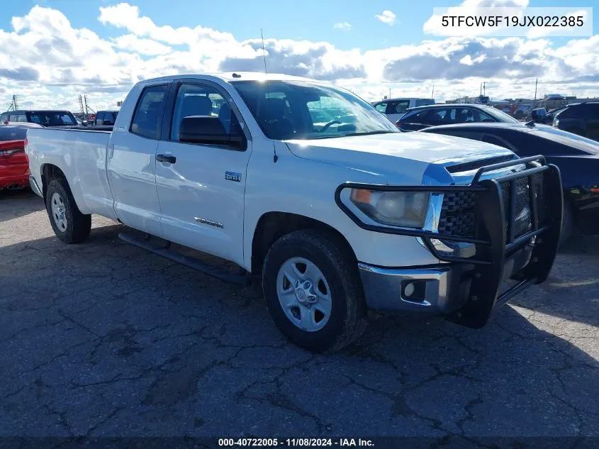 2018 Toyota Tundra Sr5 5.7L V8 VIN: 5TFCW5F19JX022385 Lot: 40722005