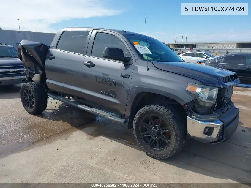 2018 Toyota Tundra Sr5 5.7L V8 VIN: 5TFDW5F10JX774724 Lot: 40756582