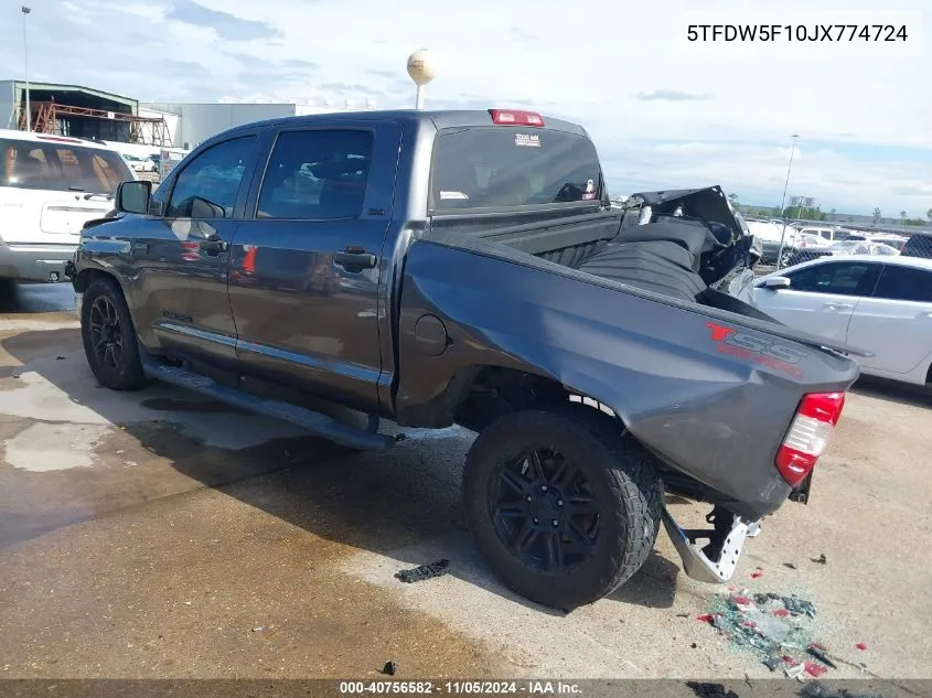 2018 Toyota Tundra Sr5 5.7L V8 VIN: 5TFDW5F10JX774724 Lot: 40756582