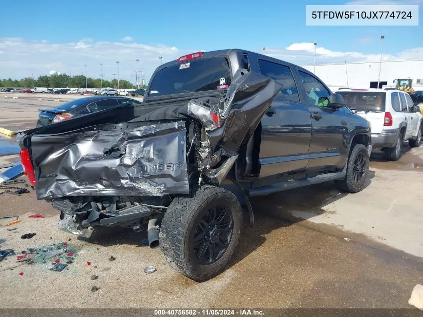 2018 Toyota Tundra Sr5 5.7L V8 VIN: 5TFDW5F10JX774724 Lot: 40756582