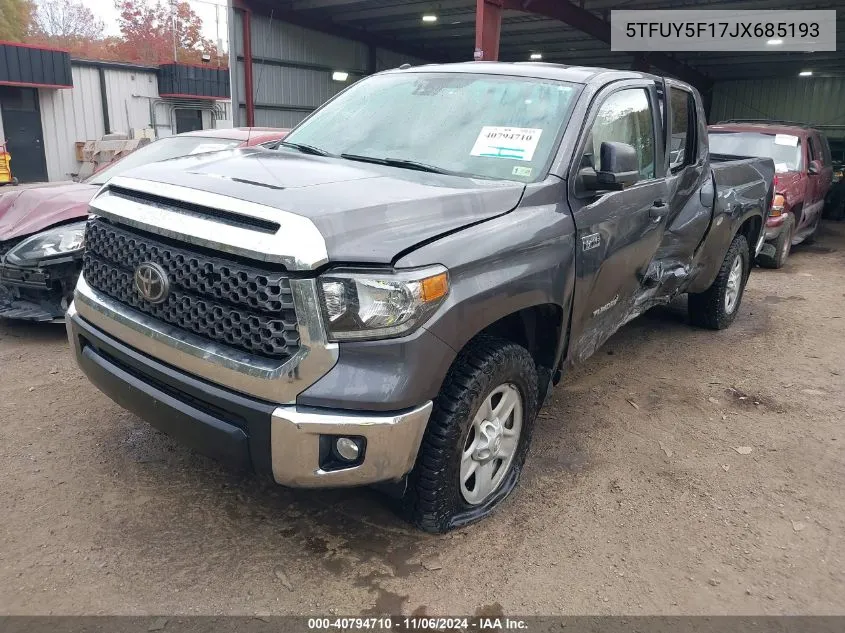 2018 Toyota Tundra Sr5 5.7L V8 VIN: 5TFUY5F17JX685193 Lot: 40794710