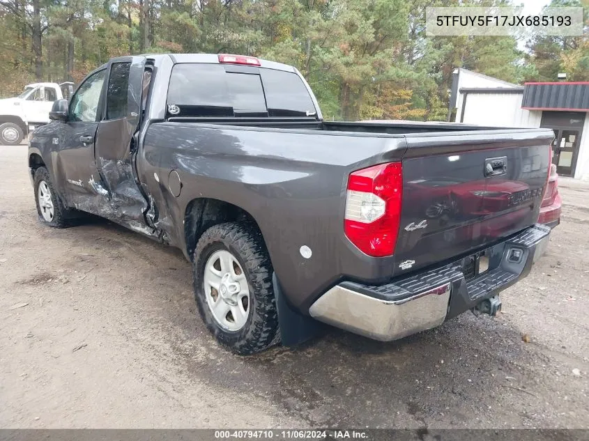 2018 Toyota Tundra Sr5 5.7L V8 VIN: 5TFUY5F17JX685193 Lot: 40794710