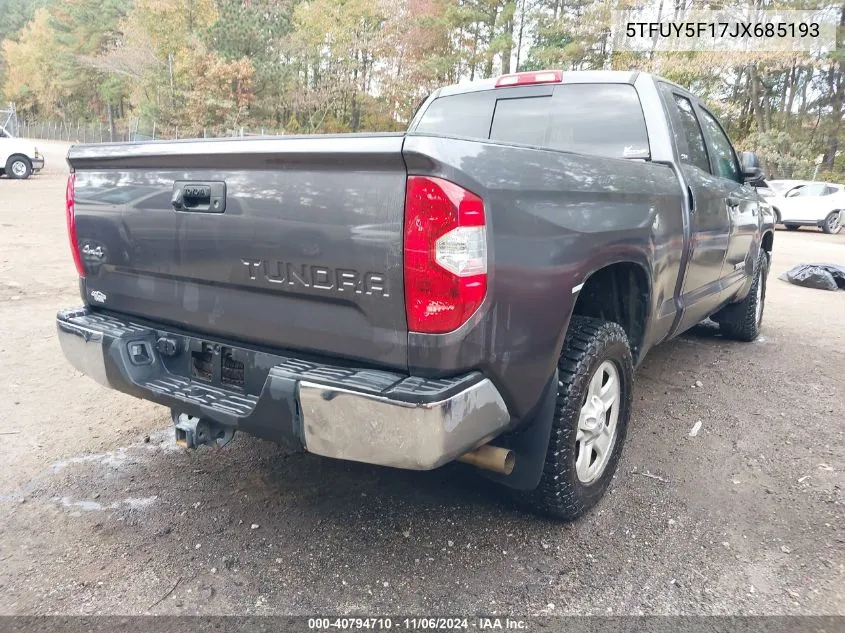 2018 Toyota Tundra Sr5 5.7L V8 VIN: 5TFUY5F17JX685193 Lot: 40794710