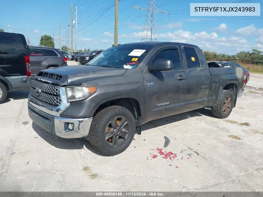 2018 Toyota Tundra Sr5 5.7L V8 VIN: 5TFRY5F1XJX243983 Lot: 40806149