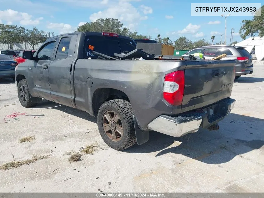 2018 Toyota Tundra Sr5 5.7L V8 VIN: 5TFRY5F1XJX243983 Lot: 40806149