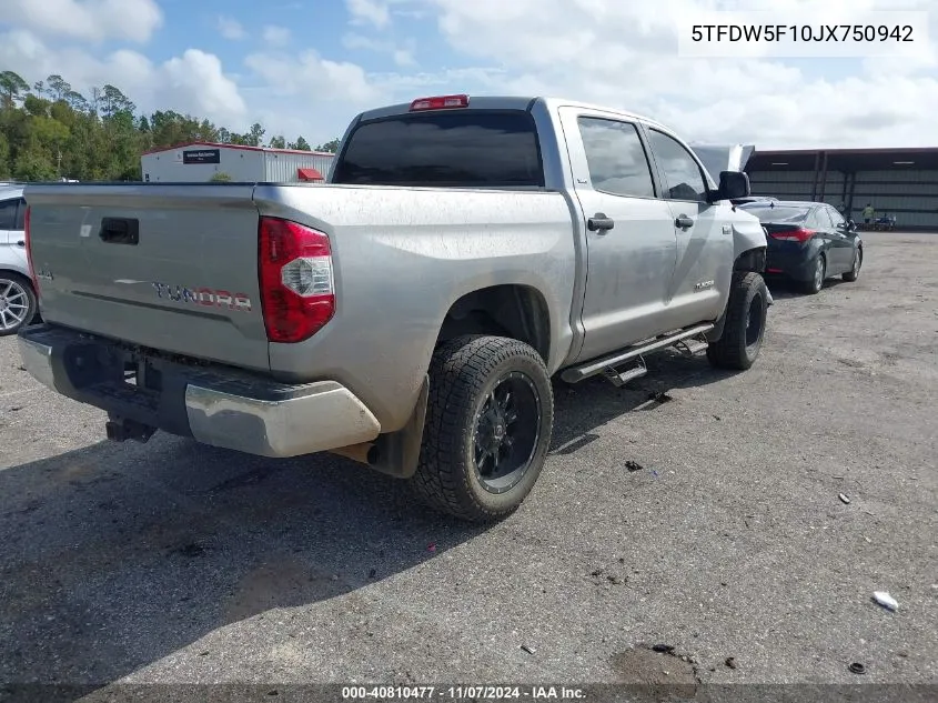 2018 Toyota Tundra Sr5 5.7L V8 VIN: 5TFDW5F10JX750942 Lot: 40810477