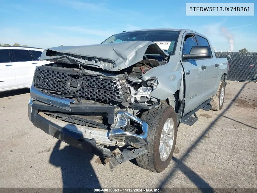 2018 Toyota Tundra Sr5 5.7L V8 VIN: 5TFDW5F13JX748361 Lot: 40838363