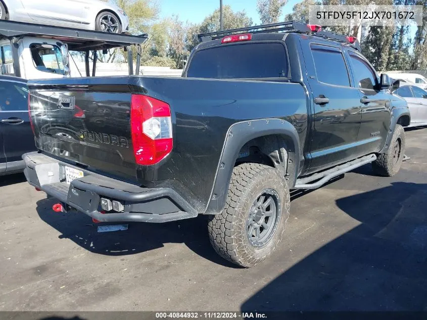 2018 Toyota Tundra Sr5 5.7L V8 VIN: 5TFDY5F12JX701672 Lot: 40844932