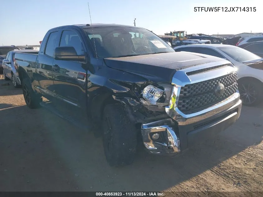 2018 Toyota Tundra Sr5 5.7L V8 VIN: 5TFUW5F12JX714315 Lot: 40853923