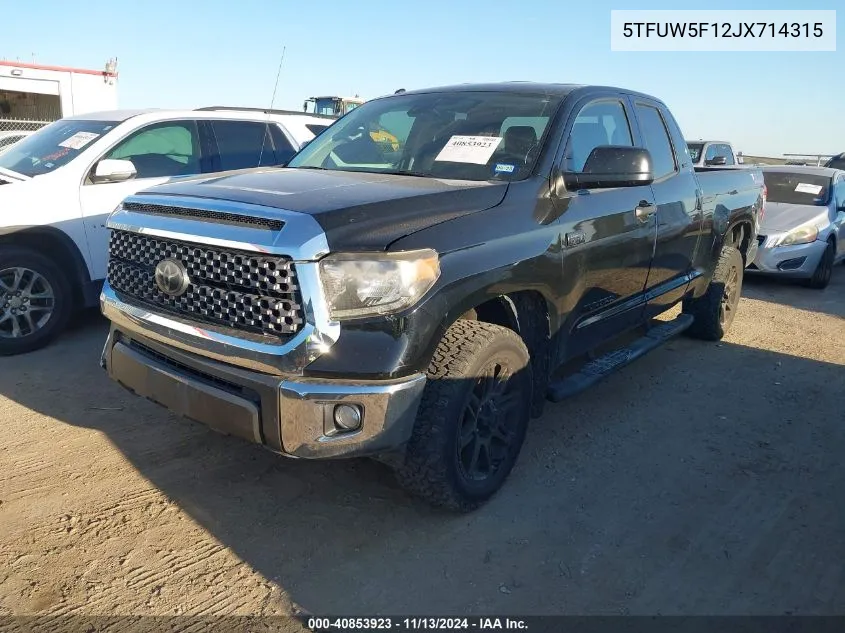 2018 Toyota Tundra Sr5 5.7L V8 VIN: 5TFUW5F12JX714315 Lot: 40853923