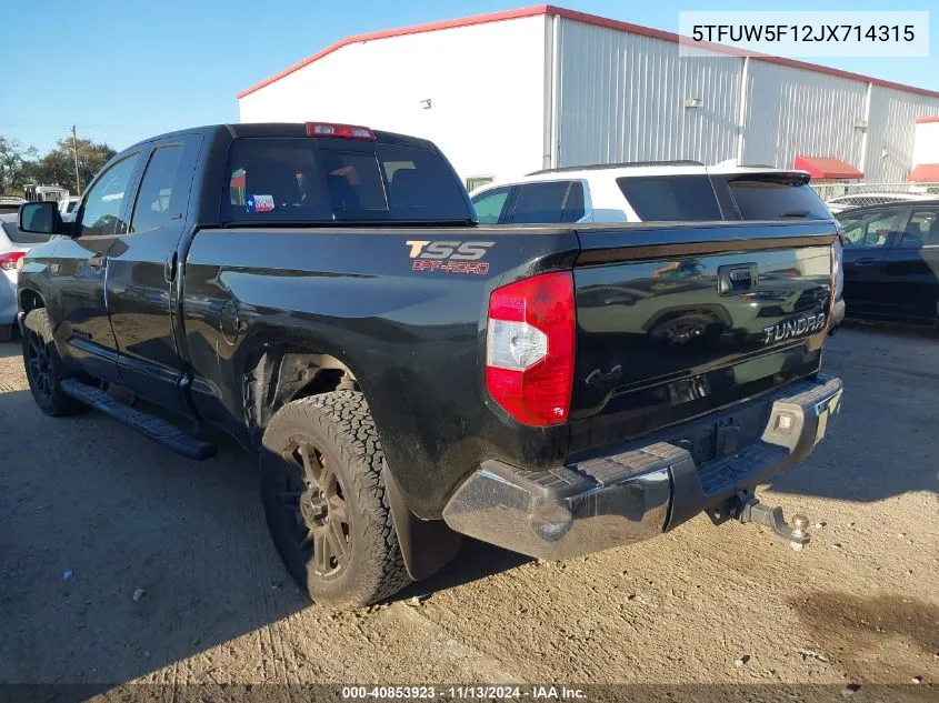 2018 Toyota Tundra Sr5 5.7L V8 VIN: 5TFUW5F12JX714315 Lot: 40853923