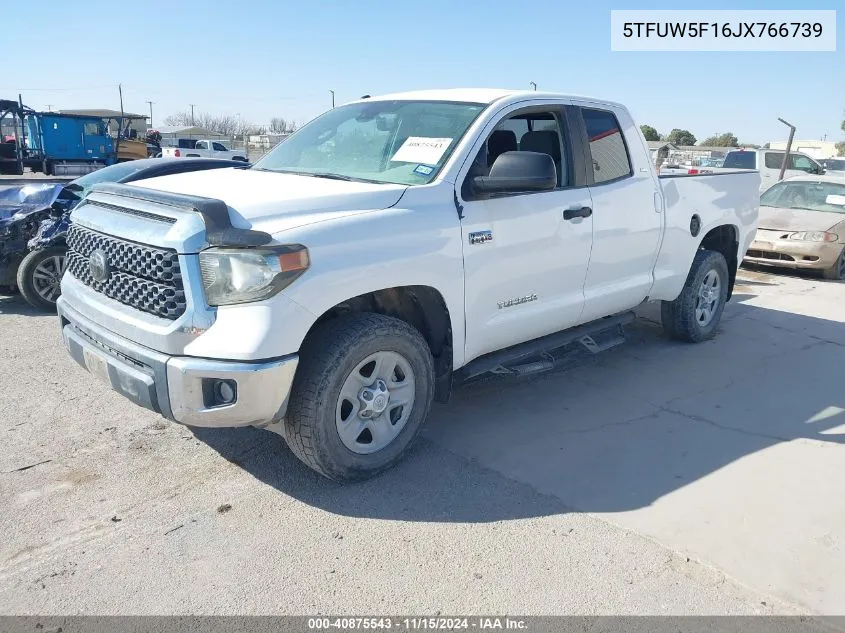 2018 Toyota Tundra Sr5 5.7L V8 VIN: 5TFUW5F16JX766739 Lot: 40875543