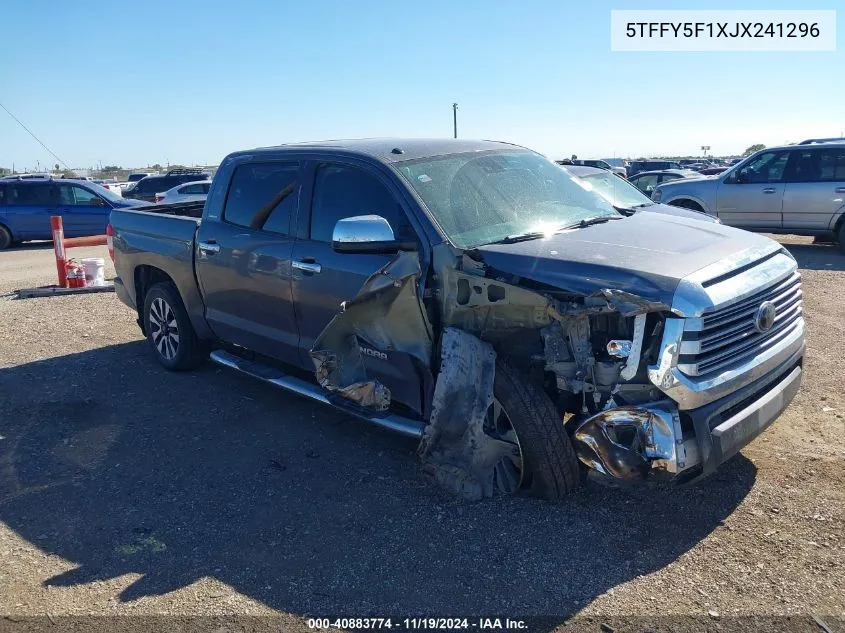 2018 Toyota Tundra Limited 5.7L V8 VIN: 5TFFY5F1XJX241296 Lot: 40883774