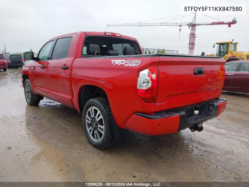 2019 Toyota Tundra Crewmax Sr5/Crewmax Trd Pro VIN: 5TFDY5F11KX847580 Lot: 12098228