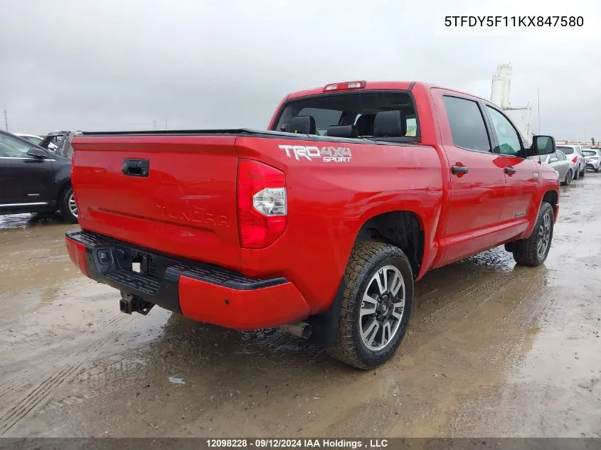 2019 Toyota Tundra Crewmax Sr5/Crewmax Trd Pro VIN: 5TFDY5F11KX847580 Lot: 12098228