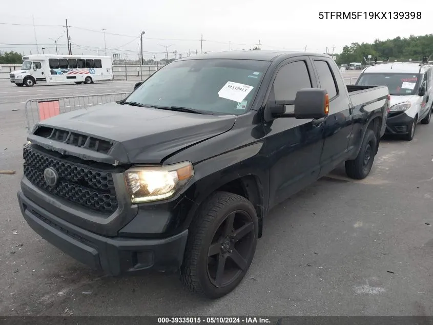 2019 Toyota Tundra Sr 4.6L V8 VIN: 5TFRM5F19KX139398 Lot: 39335015