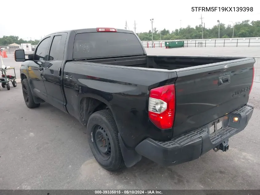 2019 Toyota Tundra Sr 4.6L V8 VIN: 5TFRM5F19KX139398 Lot: 39335015