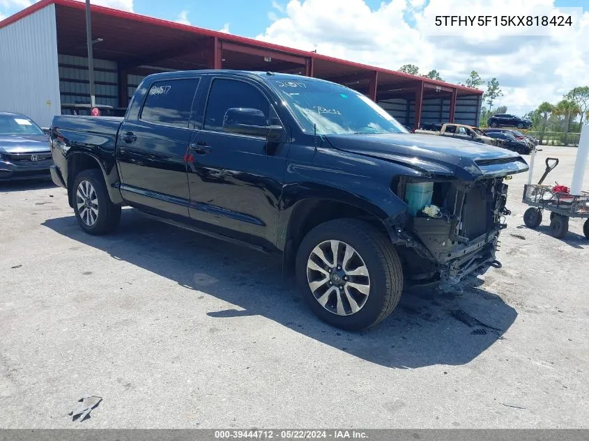 2019 Toyota Tundra Limited 5.7L V8 VIN: 5TFHY5F15KX818424 Lot: 39444712