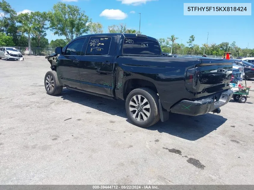 2019 Toyota Tundra Limited 5.7L V8 VIN: 5TFHY5F15KX818424 Lot: 39444712