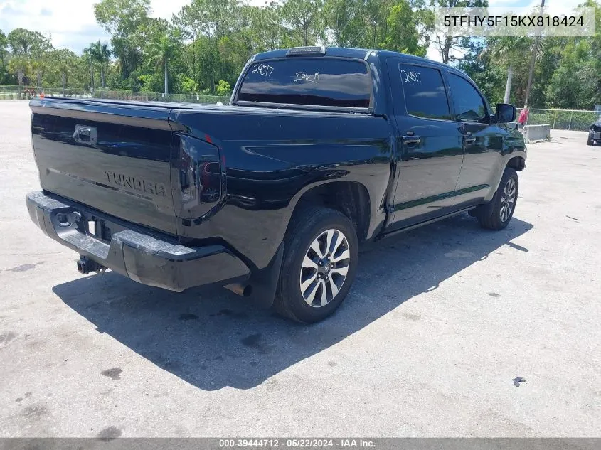 5TFHY5F15KX818424 2019 Toyota Tundra Limited 5.7L V8