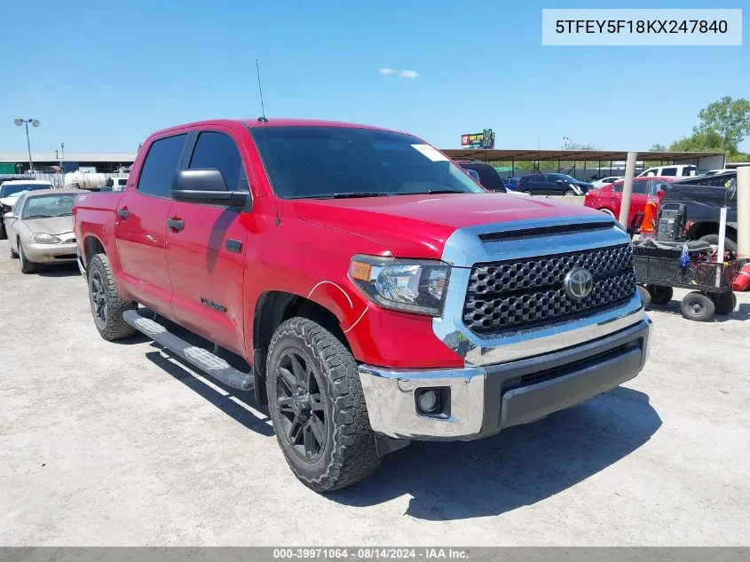 5TFEY5F18KX247840 2019 Toyota Tundra Sr5 5.7L V8