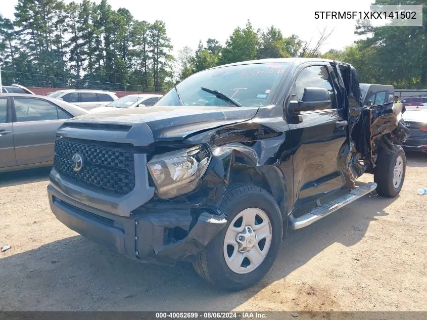 2019 Toyota Tundra Sr 4.6L V8 VIN: 5TFRM5F1XKX141502 Lot: 40052699