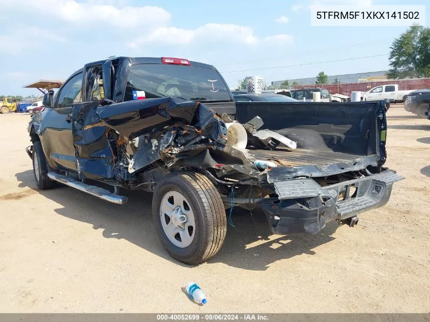 2019 Toyota Tundra Sr 4.6L V8 VIN: 5TFRM5F1XKX141502 Lot: 40052699