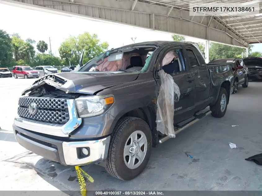 2019 Toyota Tundra Sr5 4.6L V8 VIN: 5TFRM5F17KX138461 Lot: 40100357