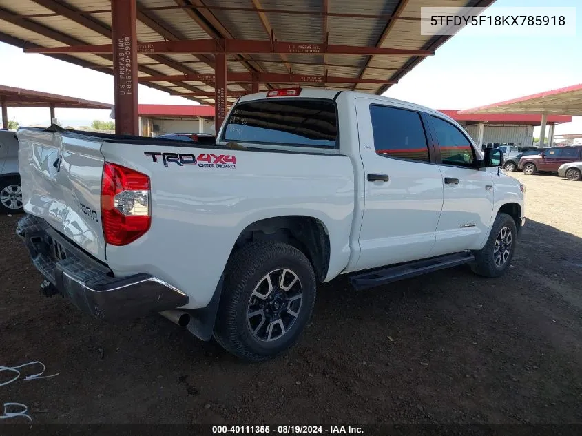 2019 Toyota Tundra 4Wd Sr5 VIN: 5TFDY5F18KX785918 Lot: 40111355