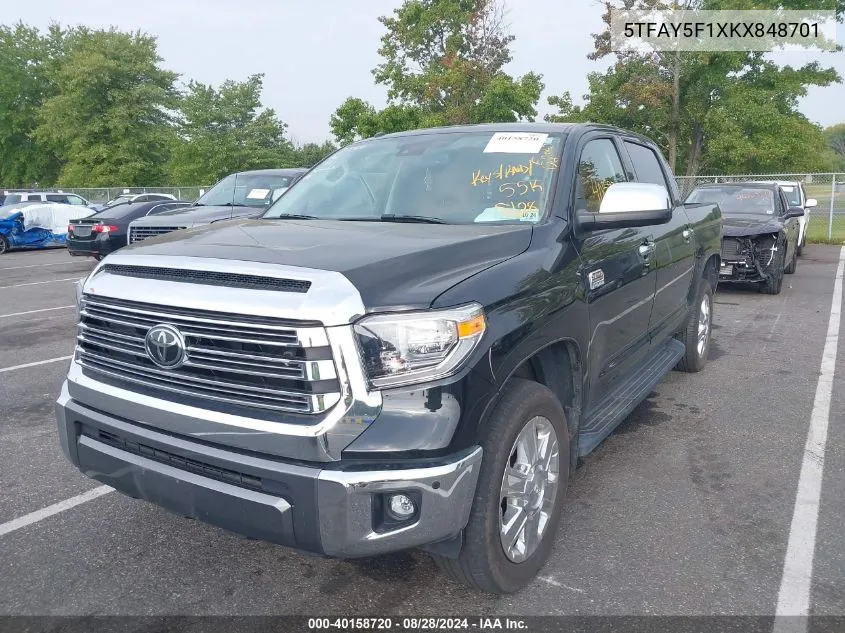 2019 Toyota Tundra 1794 5.7L V8 VIN: 5TFAY5F1XKX848701 Lot: 40158720