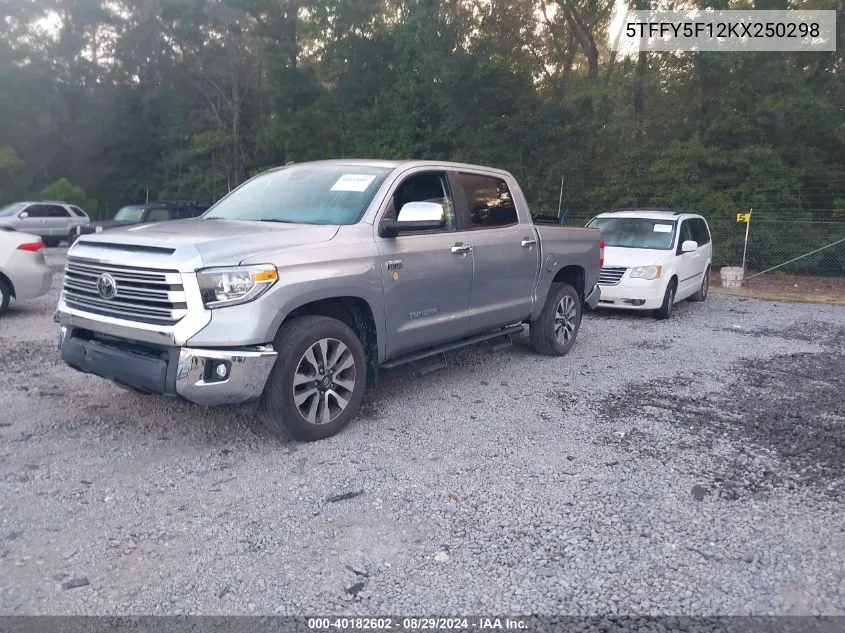 2019 Toyota Tundra Limited 5.7L V8 VIN: 5TFFY5F12KX250298 Lot: 40182602