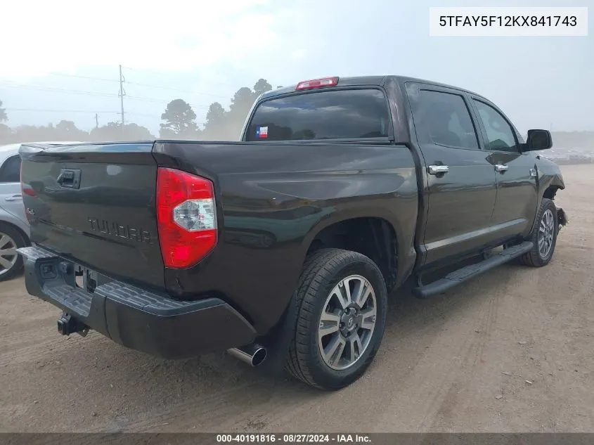 5TFAY5F12KX841743 2019 Toyota Tundra 1794 5.7L V8