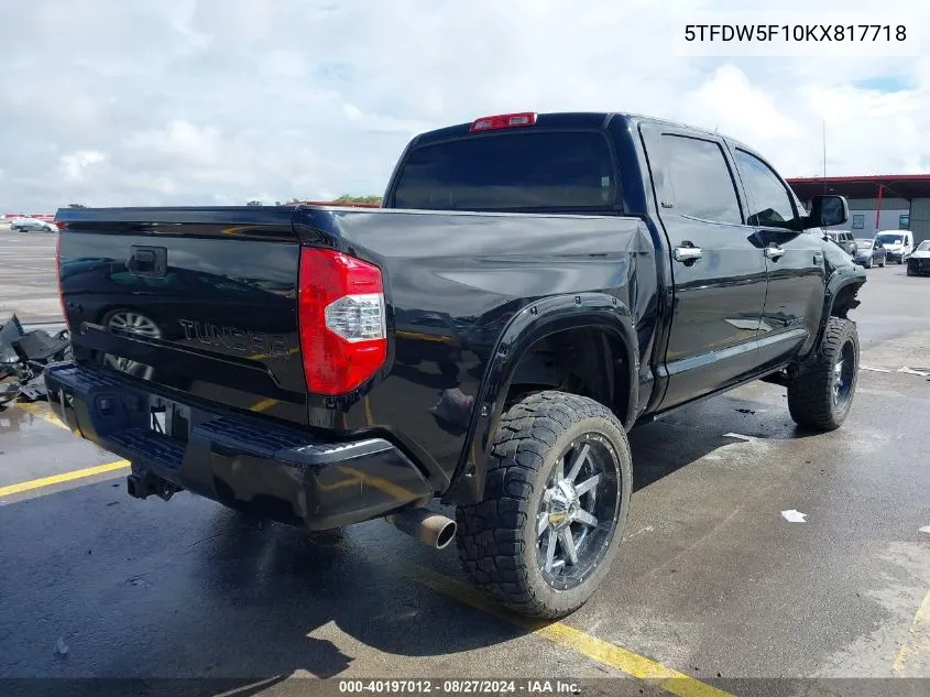 2019 Toyota Tundra Sr5 5.7L V8 VIN: 5TFDW5F10KX817718 Lot: 40197012