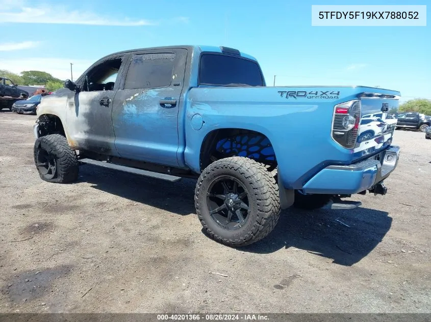 2019 Toyota Tundra Sr5 Plus 5.7L V8 VIN: 5TFDY5F19KX788052 Lot: 40201366