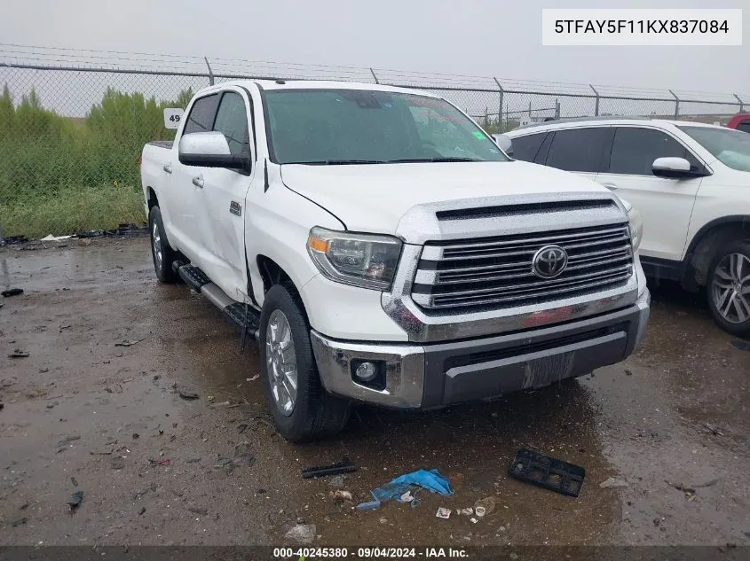 2019 Toyota Tundra Crewmax 1794/Crewmax Plat VIN: 5TFAY5F11KX837084 Lot: 40245380