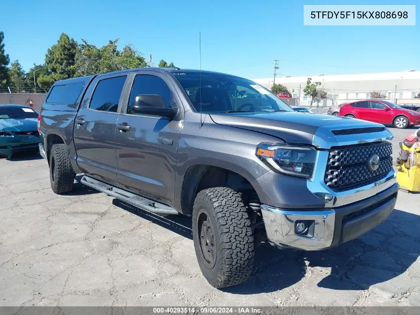 2019 Toyota Tundra Sr5 5.7L V8 VIN: 5TFDY5F15KX808698 Lot: 40293514