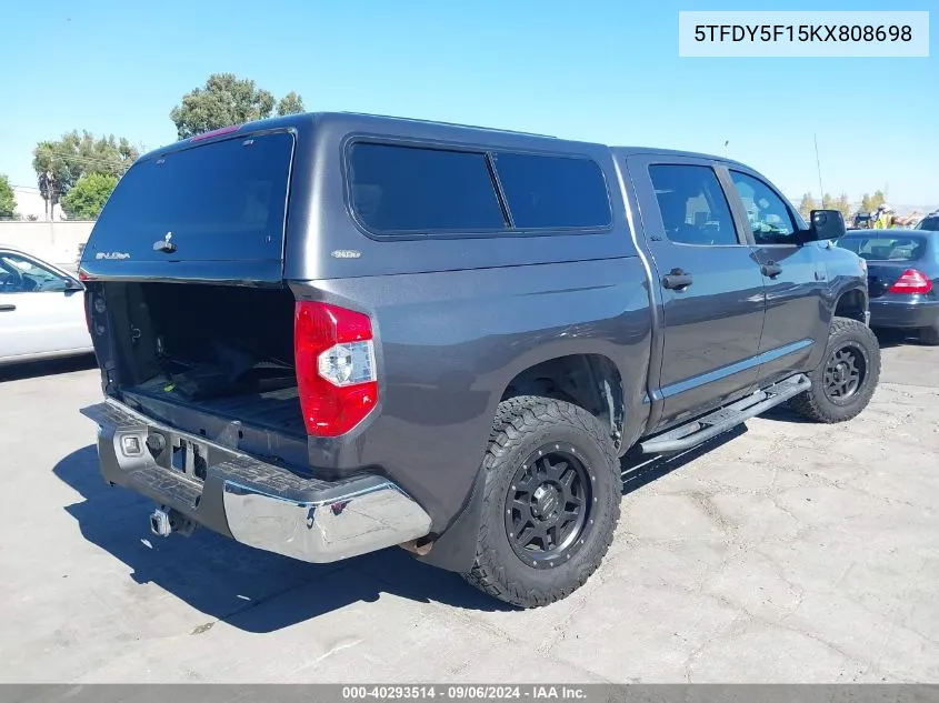 2019 Toyota Tundra Sr5 5.7L V8 VIN: 5TFDY5F15KX808698 Lot: 40293514