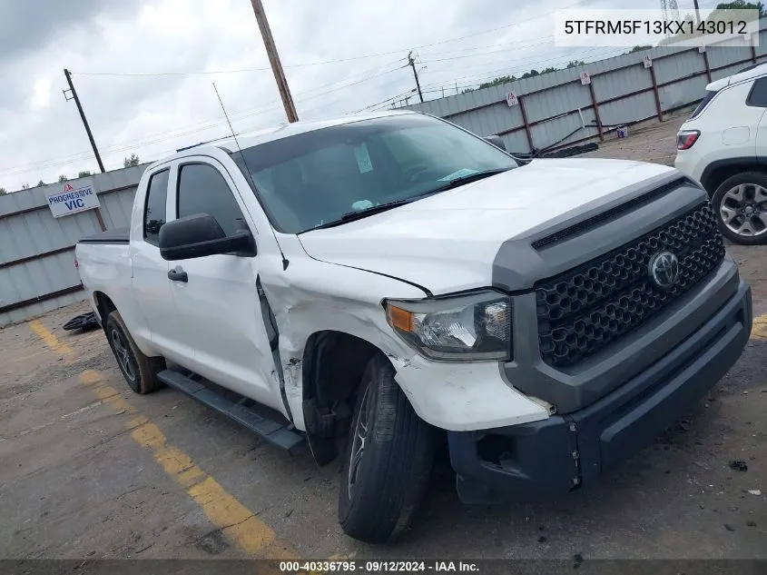 2019 Toyota Tundra Sr 4.6L V8 VIN: 5TFRM5F13KX143012 Lot: 40336795